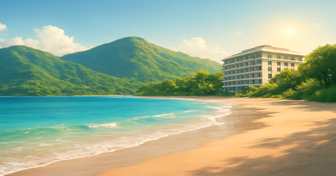 A relaxing beach scene illustrating investment products for beginners in a tranquil setting.