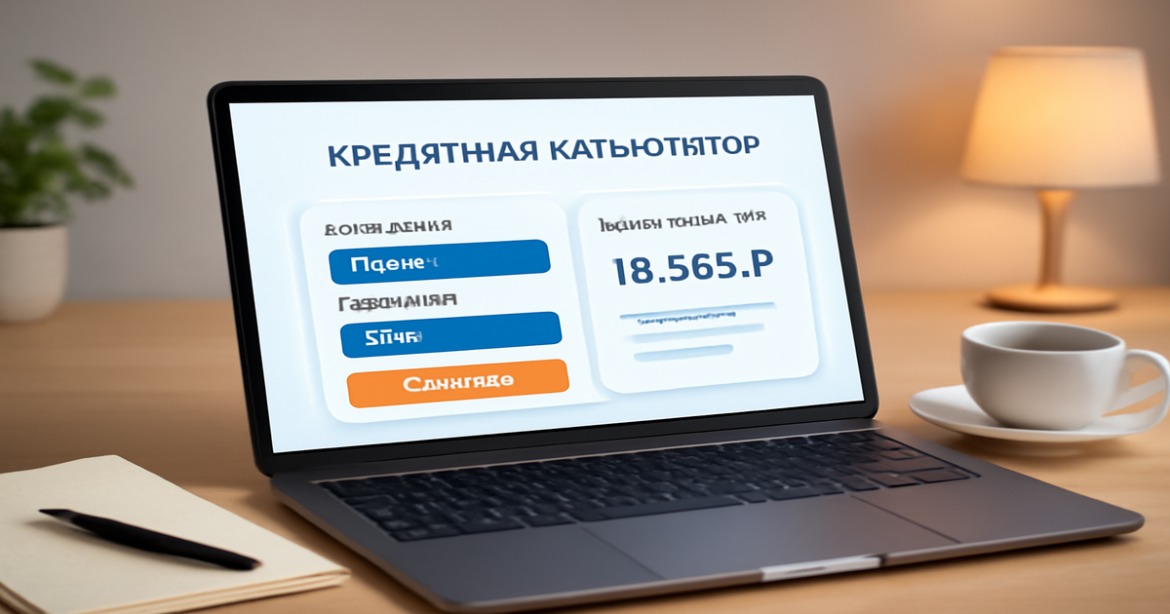 High-quality image of a кредитный калькулятор on a serene workspace, emphasizing financial clarity.