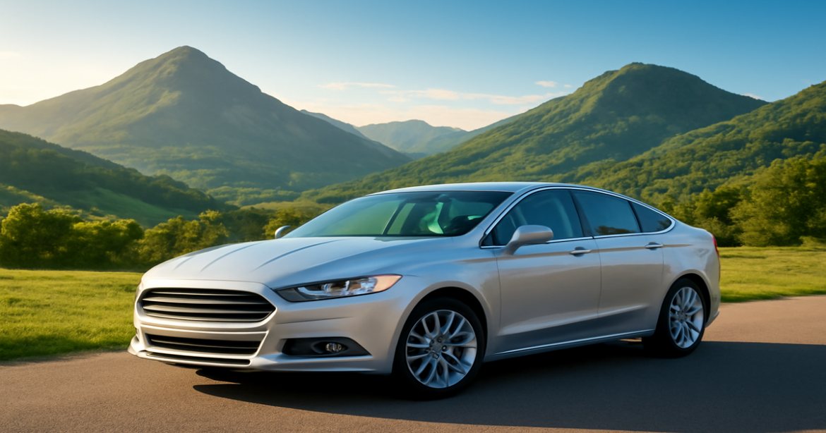 A scenic view of a car in nature, symbolizing the choice of the best автокредит for journeys.