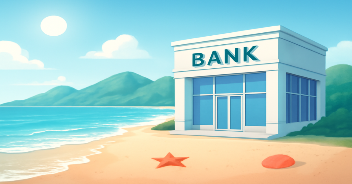 A tranquil beach scene representing financial security, highlighting the concept of choosing the best депозит for savings.