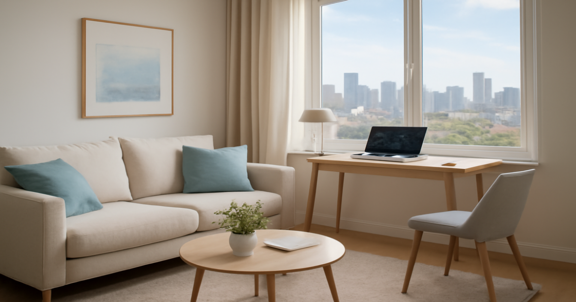A modern living room reflecting planning for a кредит для покупки квартиры in 2026.