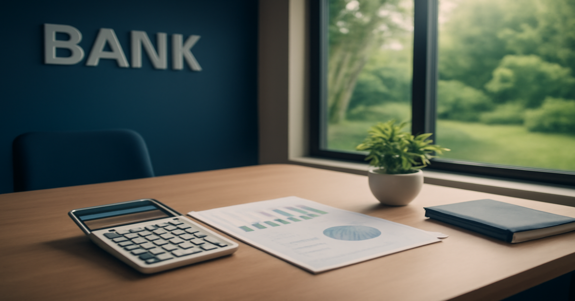 A calming image of a bank office setting, ideal for discussing накопительный счет and financial planning.
