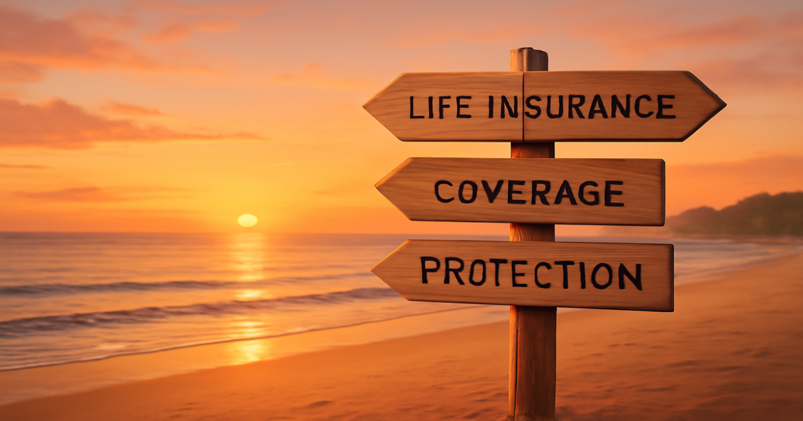 A peaceful beach scene symbolizing life insurance choices for family protection.