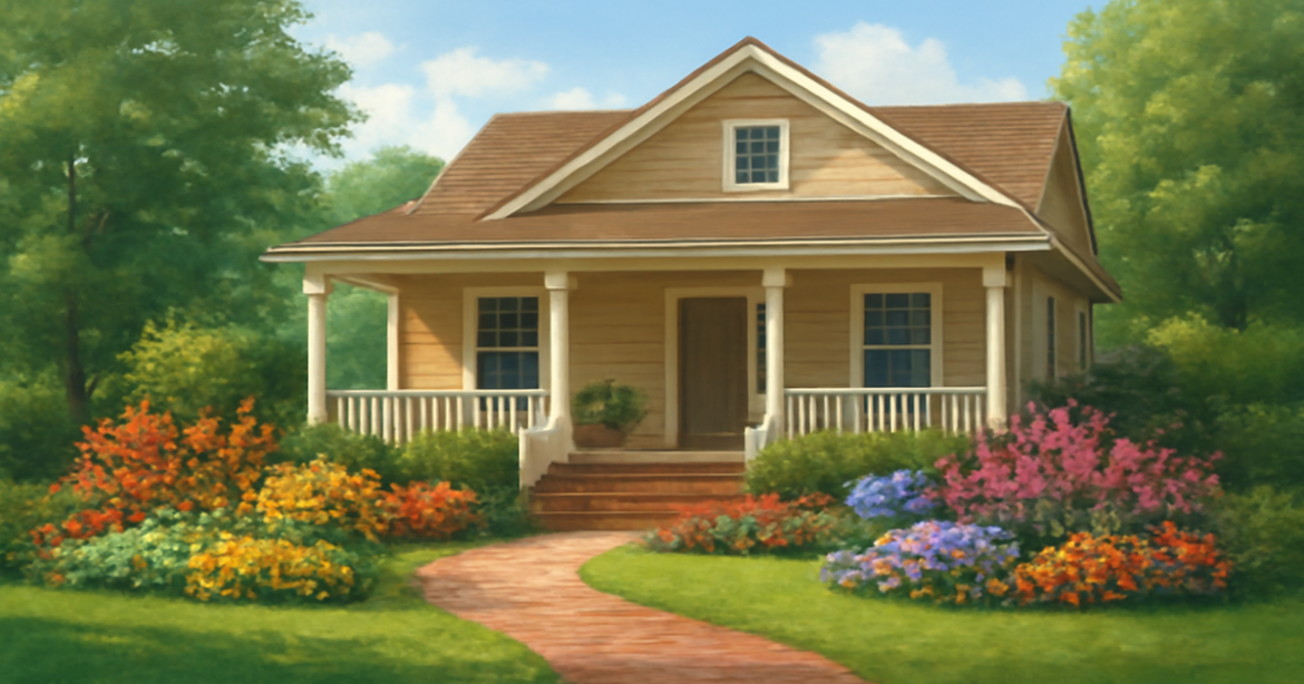 A tranquil home scene illustrating the importance of страховка для дома for property protection.