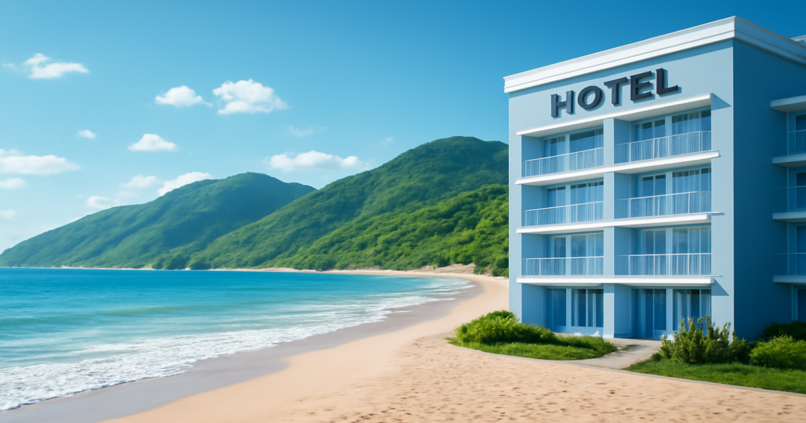A tranquil beach scene representing личный кредит for travel and relaxation.