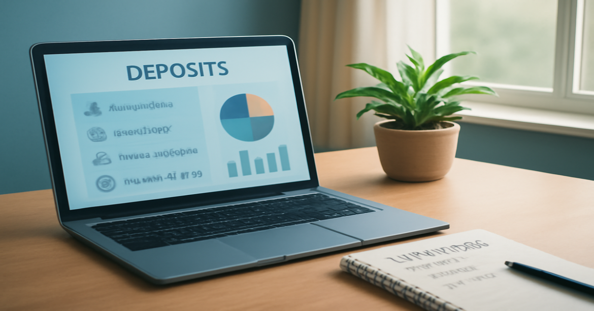 Explore how to choose deposits with a serene financial planning workspace image.
