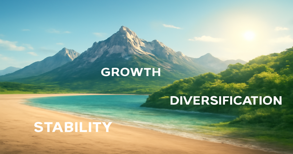 Explore various инвестиционные продукты through a serene landscape of nature and investment symbols.