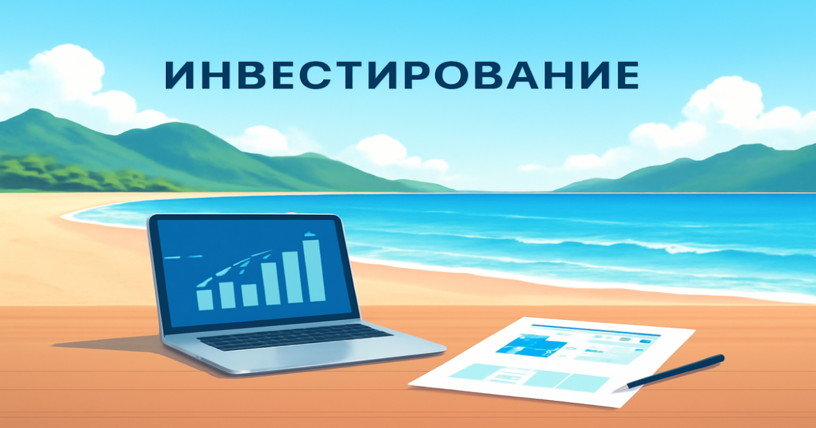 A peaceful beach scene representing инвестирование and financial success, ideal for personal finance articles.