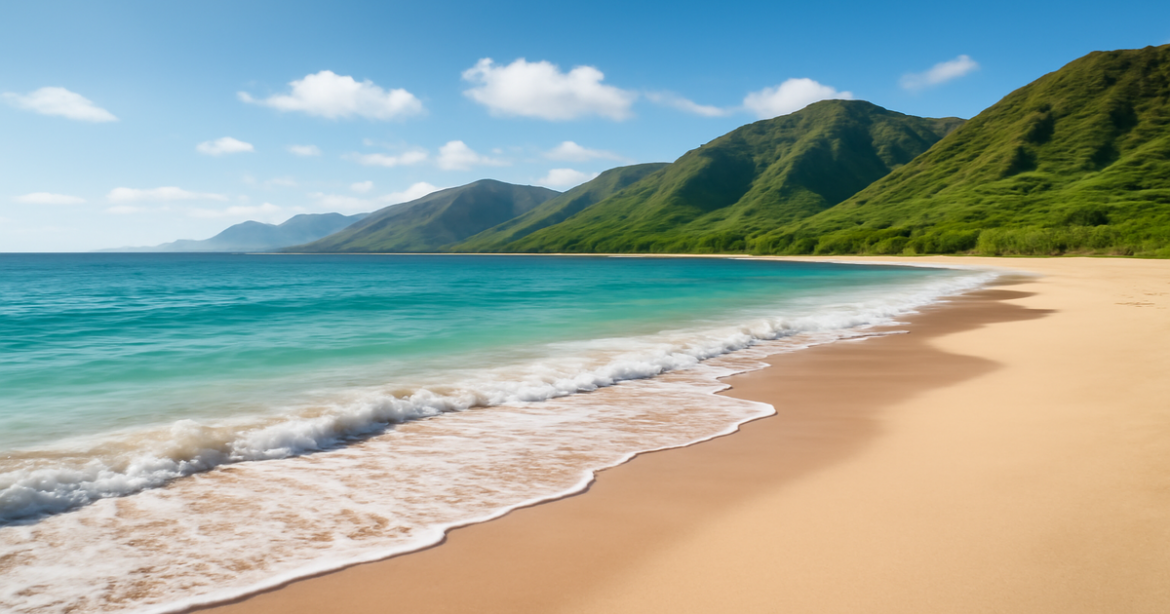 A tranquil beach scene symbolizing страхование and financial stability in a relaxing natural setting.