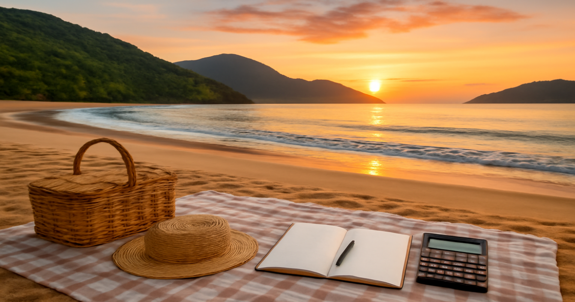A peaceful beach scene symbolizing финансовое планирование and financial stability.