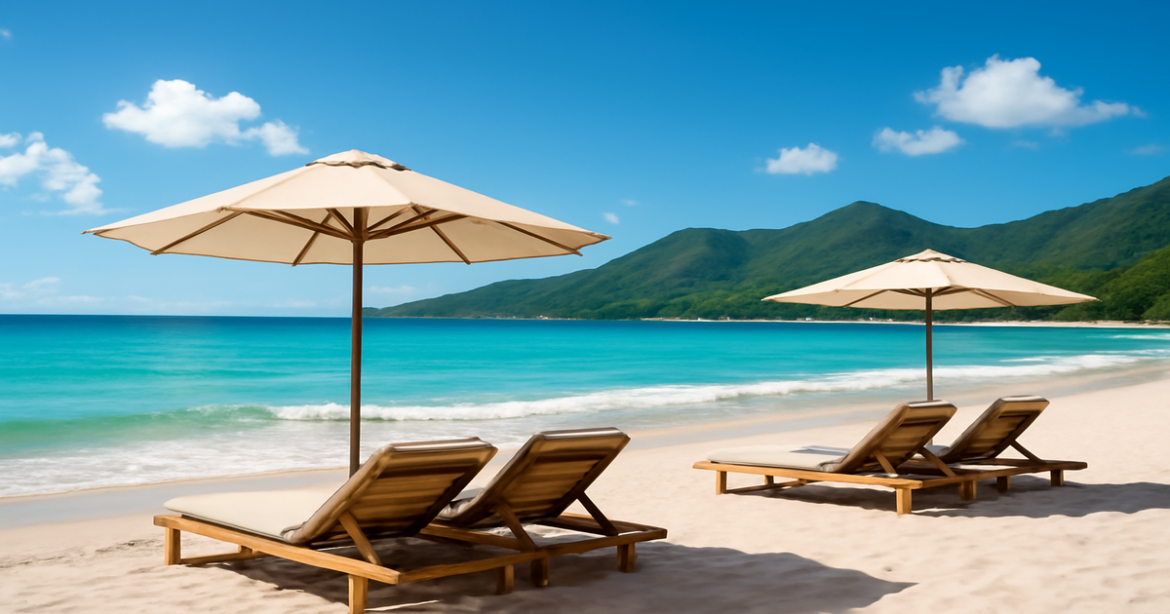 A peaceful beach scene representing планирование бюджета for successful financial management.