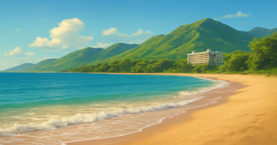 A peaceful beach scene representing финансовое планирование and relaxation for financial stability.