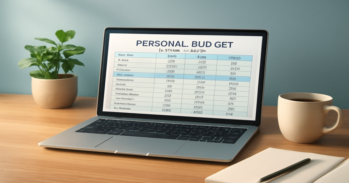 A professional workspace for effective финансовое планирование with a personal budget spreadsheet.