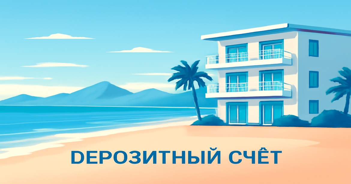 Beautiful beach and mountains representing financial planning with a депозитный счет.