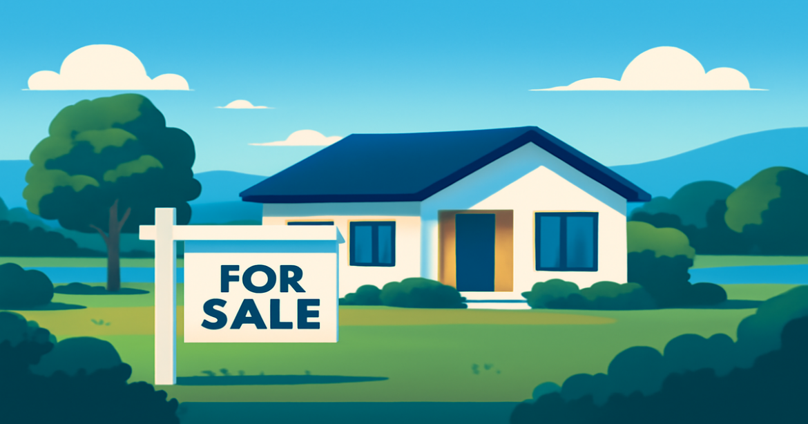 A tranquil scene highlighting mortgage lending with a modern home and serene nature, emphasizing ипотечное кредитование.