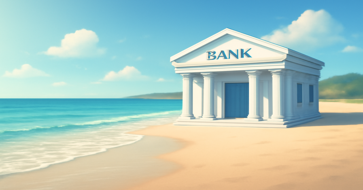 Relaxing beach landscape symbolizing the benefits of a депозитный счет for financial security.