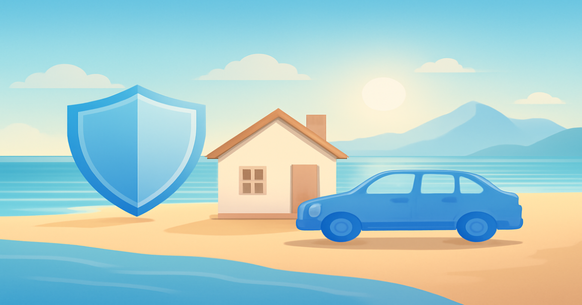 Explore the concept of страхование through serene landscapes symbolizing financial security.
