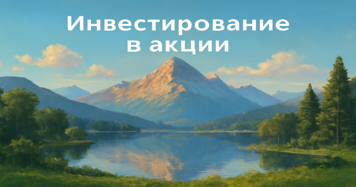A tranquil mountain landscape symbolizing stability in инвестирование в акции for beginners.
