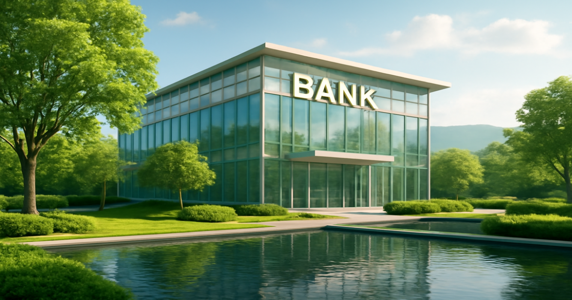 A professional image depicting a modern bank, ideal for сравнение банков articles.