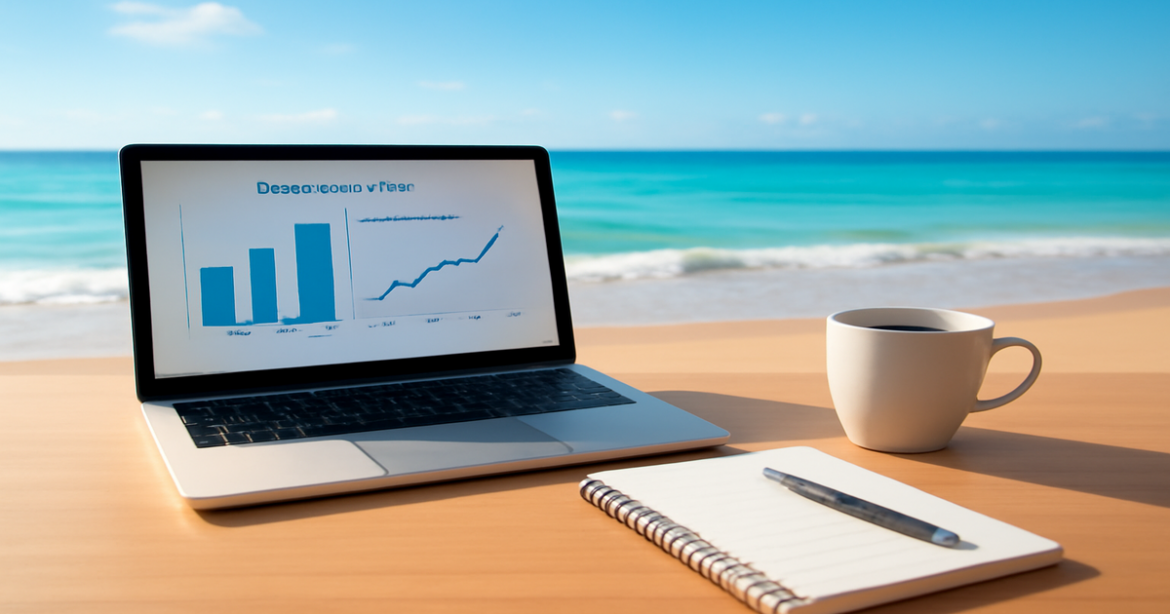 A serene scene for comparing banking products, perfect for financial planning in 2026.