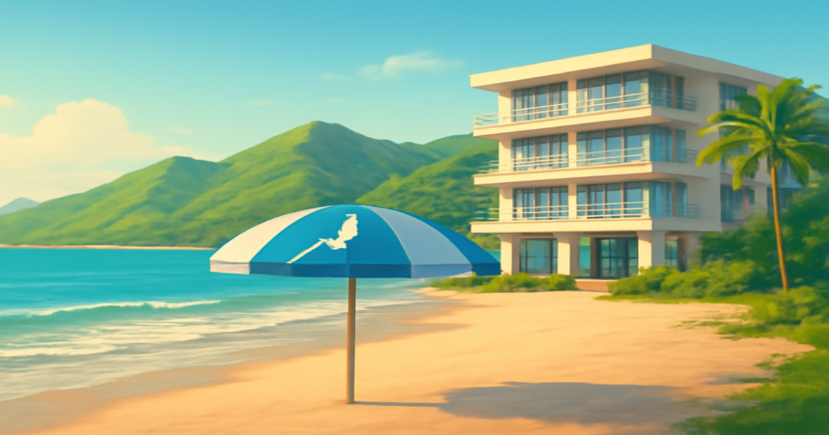 A tranquil beach scene illustrating the selection of the best депозитный продукт for investors.
