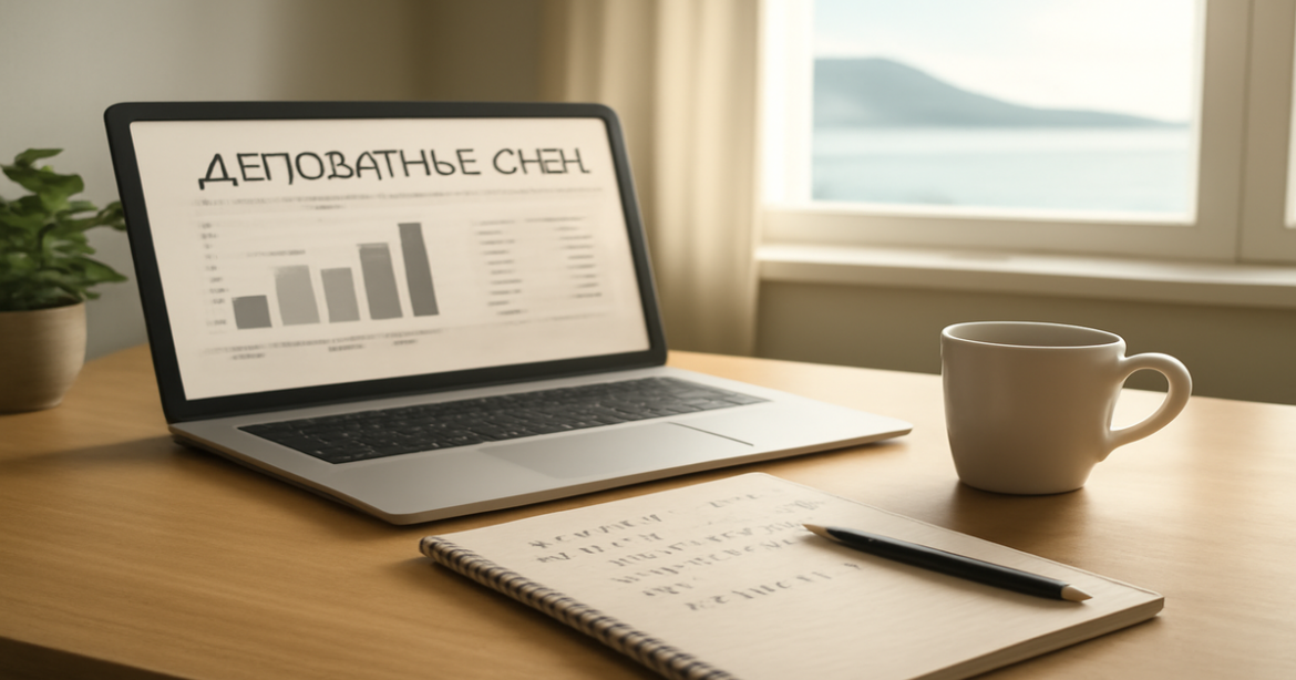 A professional workspace scene symbolizing депозитные счета for financial planning and savings.