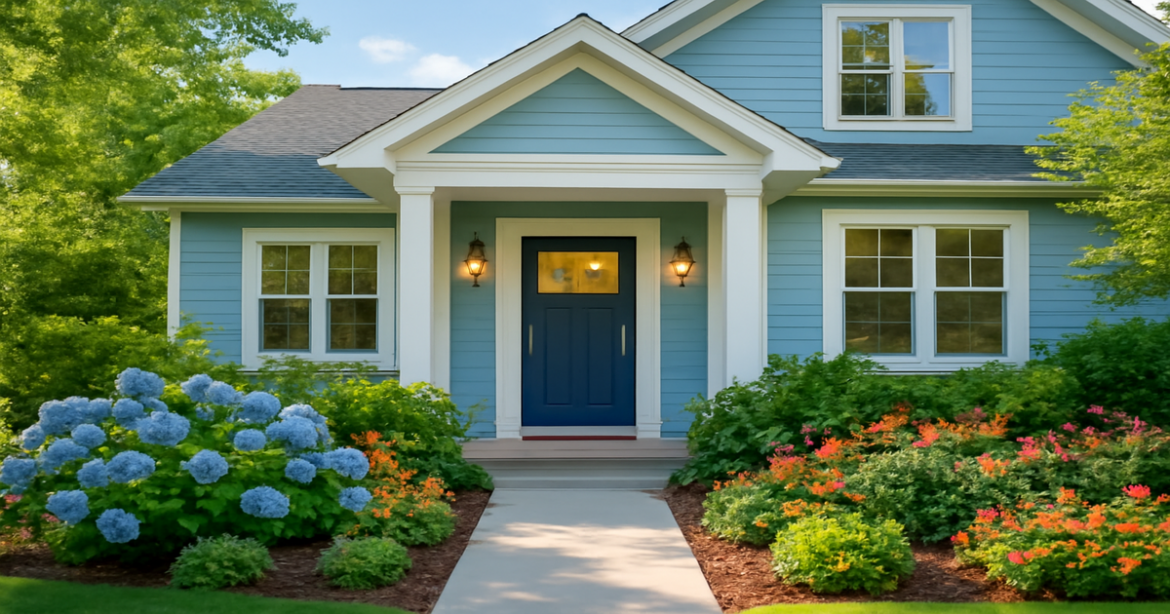 Explore mortgage loans with a calming image of a modern home, ideal for choosing the best option.