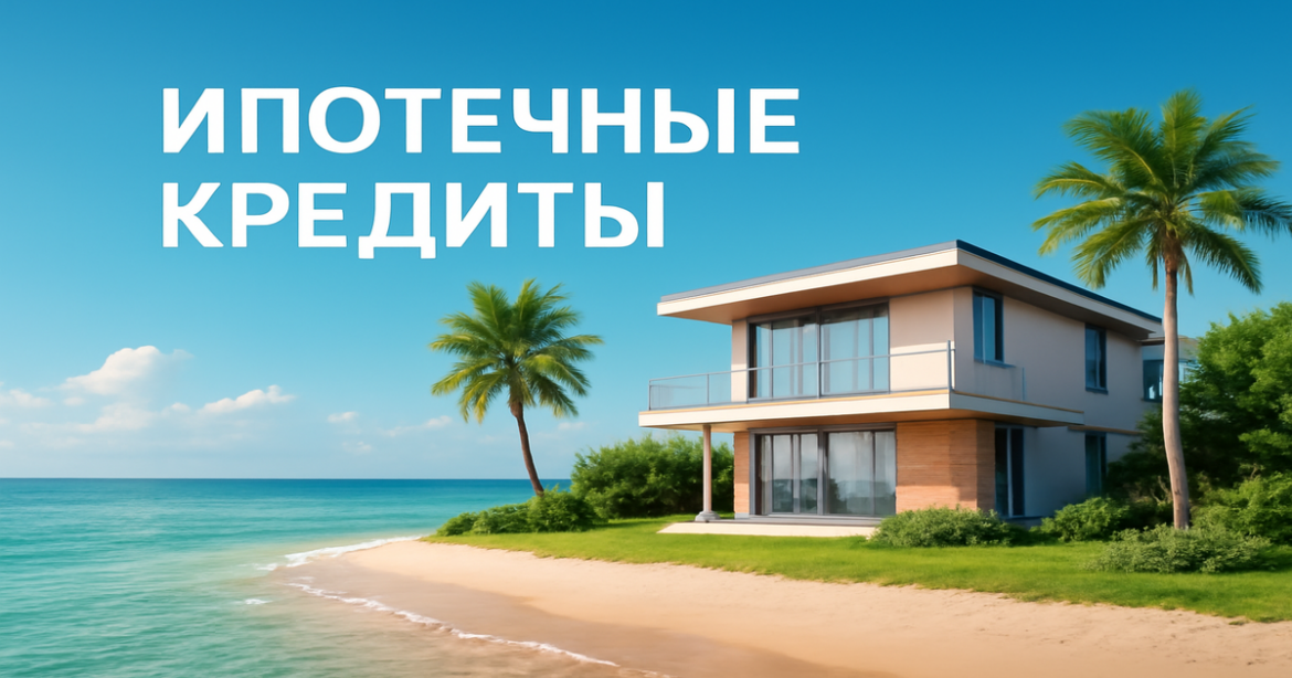 Modern home by the beach illustrating the concept of ипотечные кредиты in a serene setting.