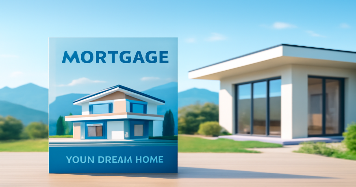 Explore ипотечные продукты with a modern home and serene nature, ideal for personal finance insights.