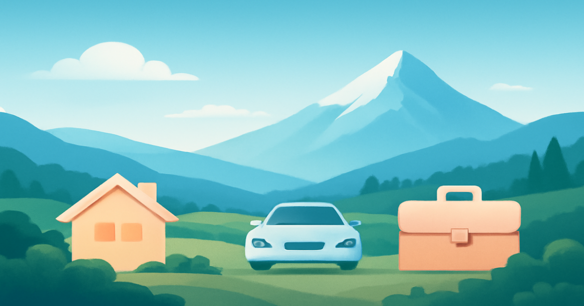 Comparing loans for better financial decisions with serene nature and financial symbols.