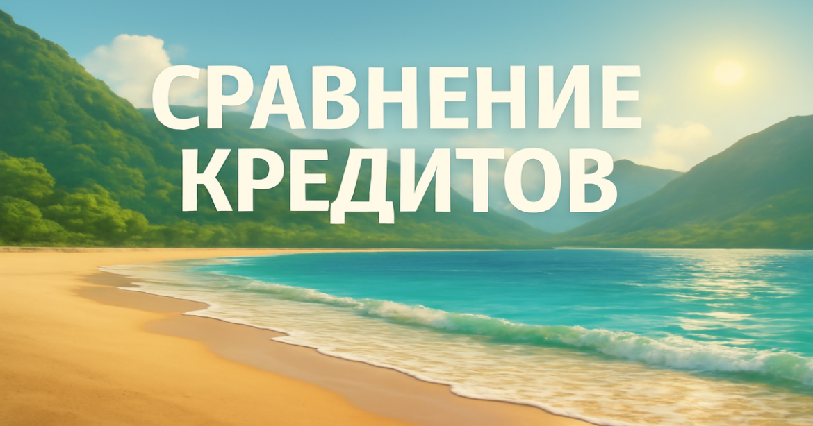 A serene beach landscape representing 'сравнение кредитов' for financial clarity.
