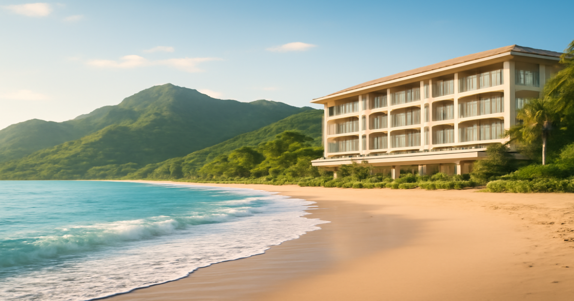 Stunning beach and mountain view representing options for потребительский кредит in 2026.