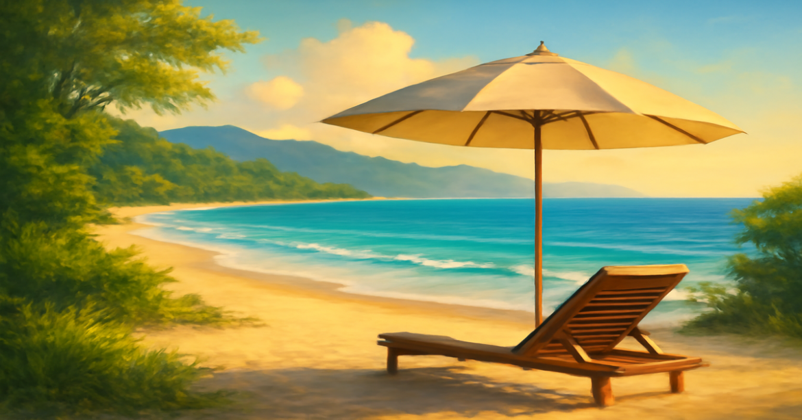 Explore страхование with this serene beach scene symbolizing financial security and relaxation.