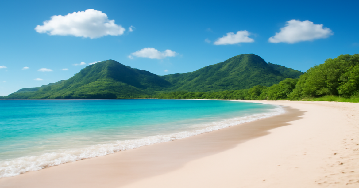 Beautiful beach landscape symbolizing страхование and financial security in a relaxing travel setting.