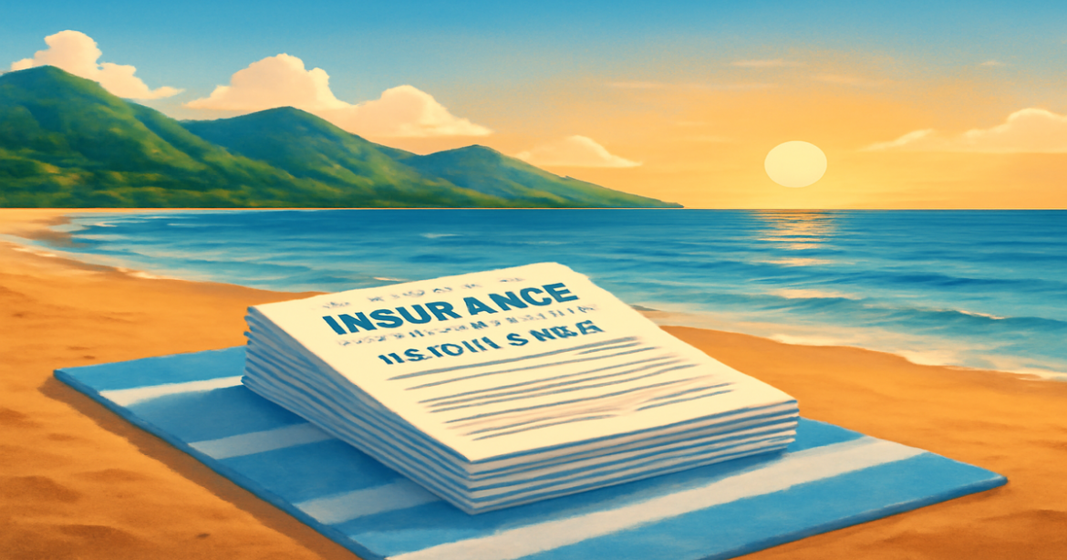 A peaceful beach scene illustrating страхование as a vital protection mechanism for safety.
