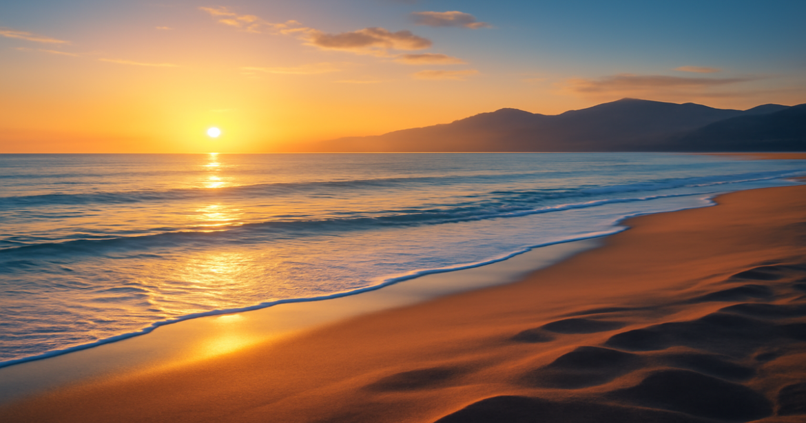 A tranquil beach sunset symbolizing страхование жизни as a protective measure for future adventures.