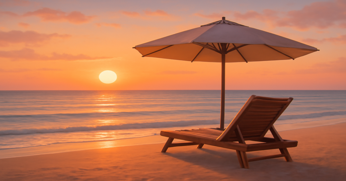 Beautiful beach sunset symbolizing financial security and страхование жизни for family protection.