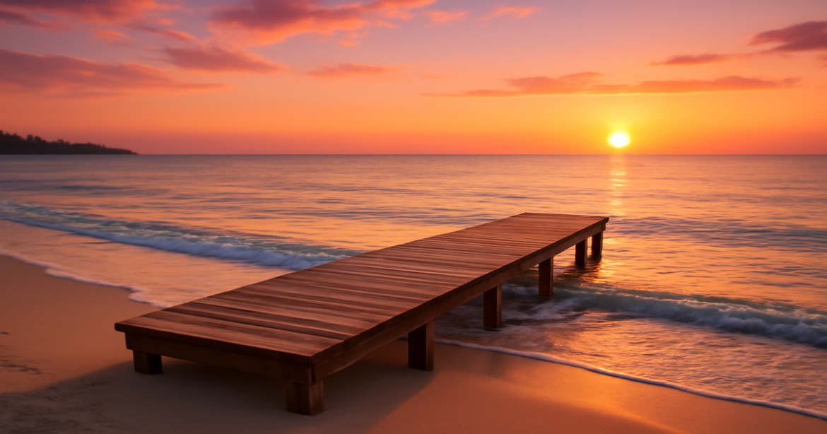 A tranquil beach sunset illustrating the importance of страхование жизни for family protection.