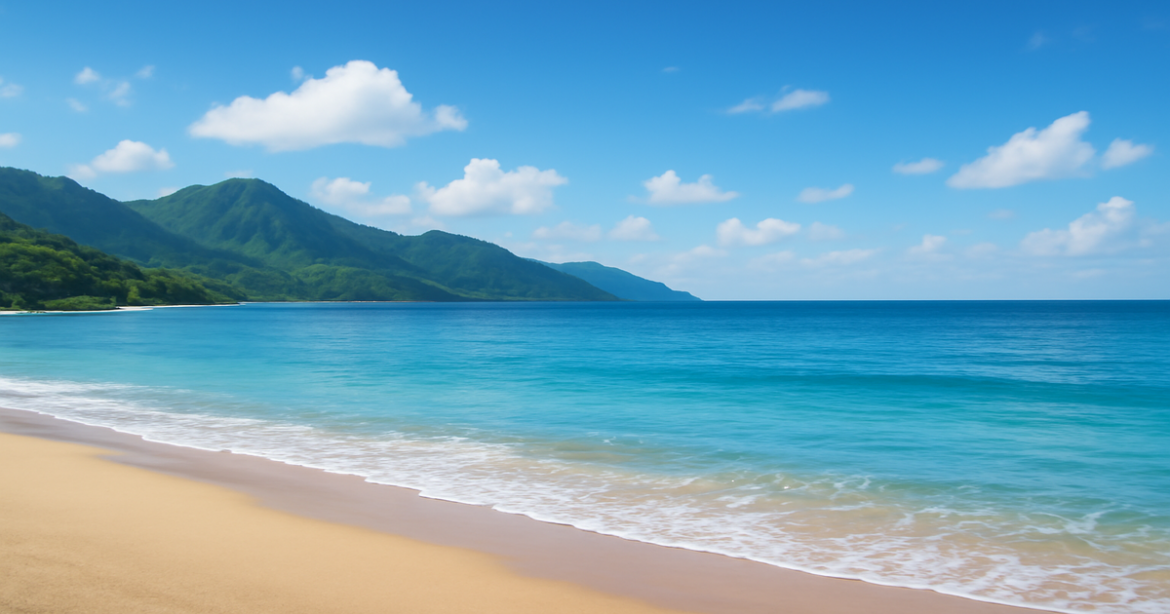 A peaceful beach scene illustrating the importance of страхование in financial planning, ideal for web use.