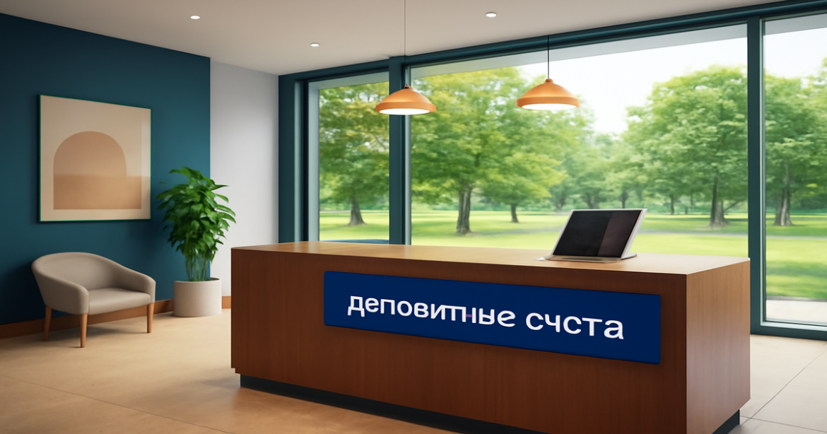 Discover secure депозитные счета for savings in a professional and inviting bank environment.