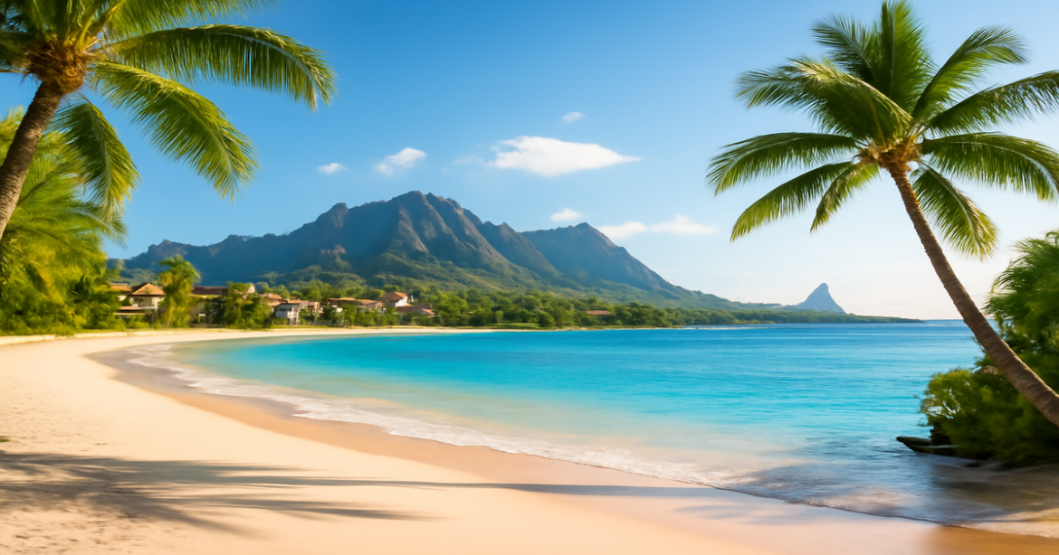 Explore top банковские карты для путешествий with this serene beach travel scene.