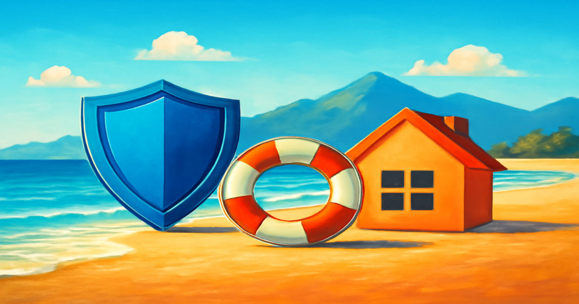 Explore various виды страхования in a serene landscape symbolizing financial security.
