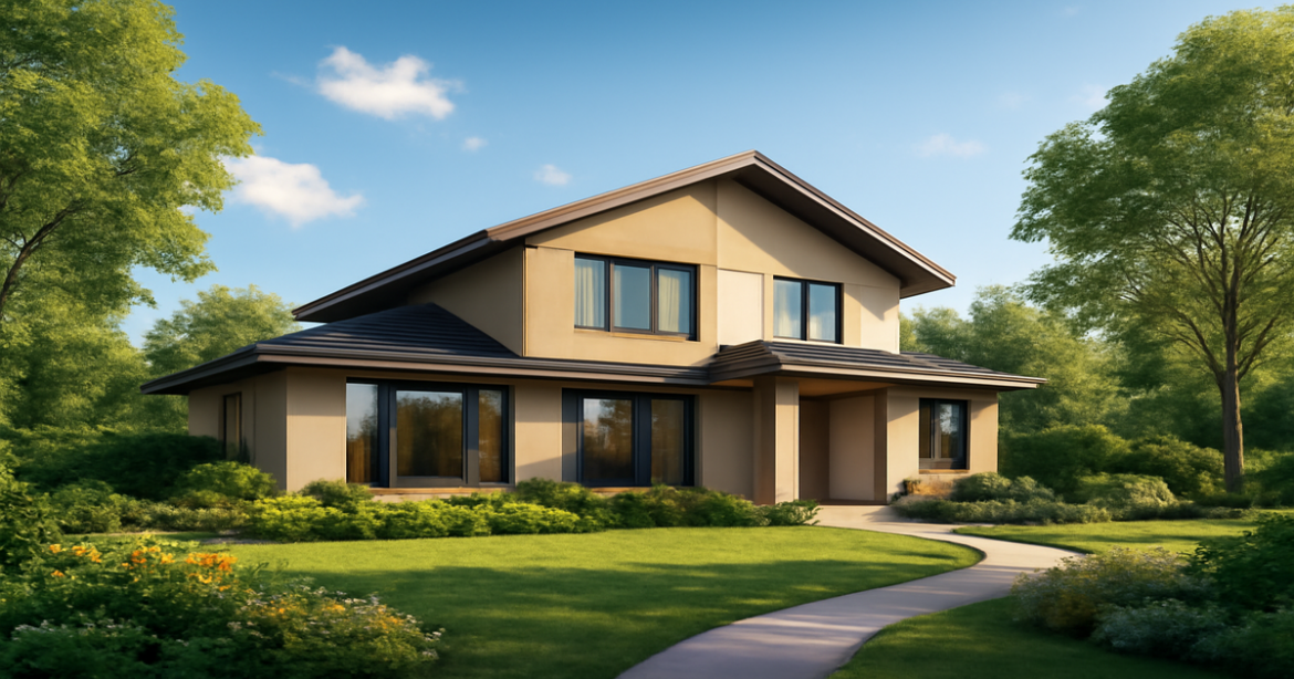 A modern home in a serene landscape representing successful ипотечное кредитование.