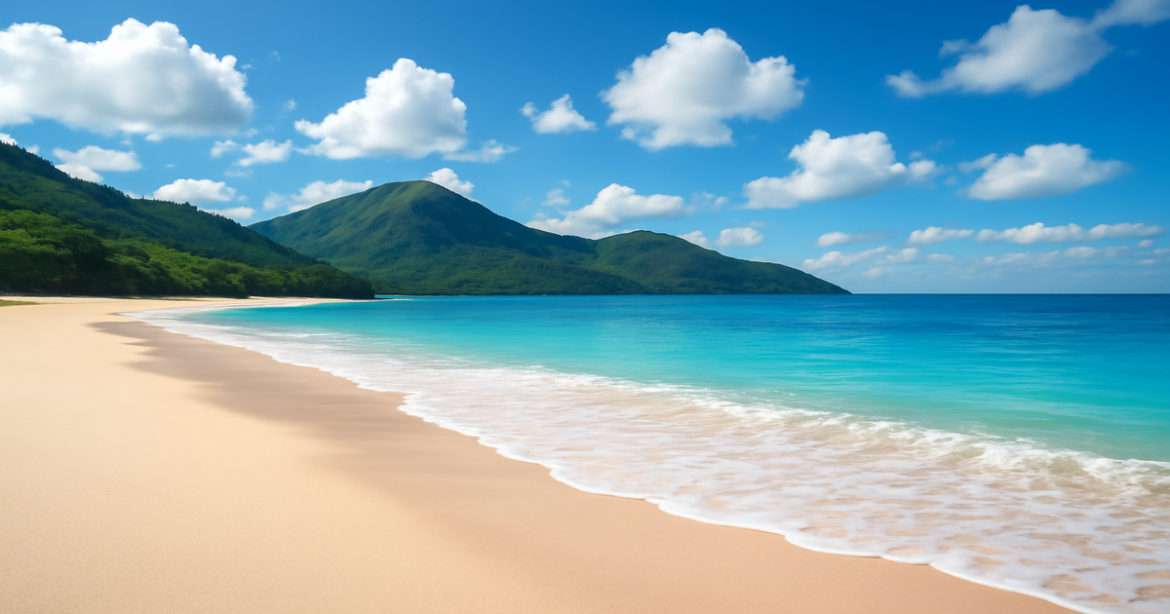 Beautiful beach scene representing потребительские кредиты for travel and relaxation.