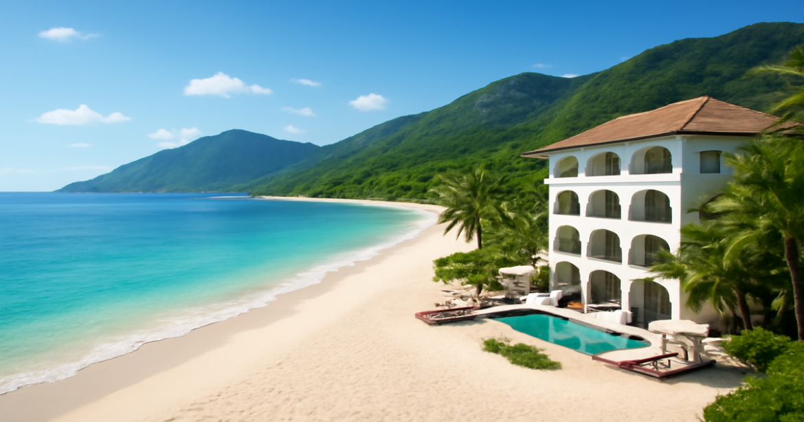 Relaxing beach scene illustrating the importance of страховка for travelers looking for financial protection.