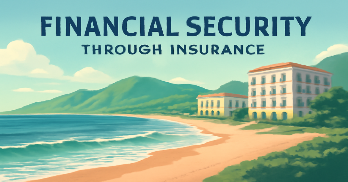 A tranquil beach scene representing the importance of страховка in financial protection.