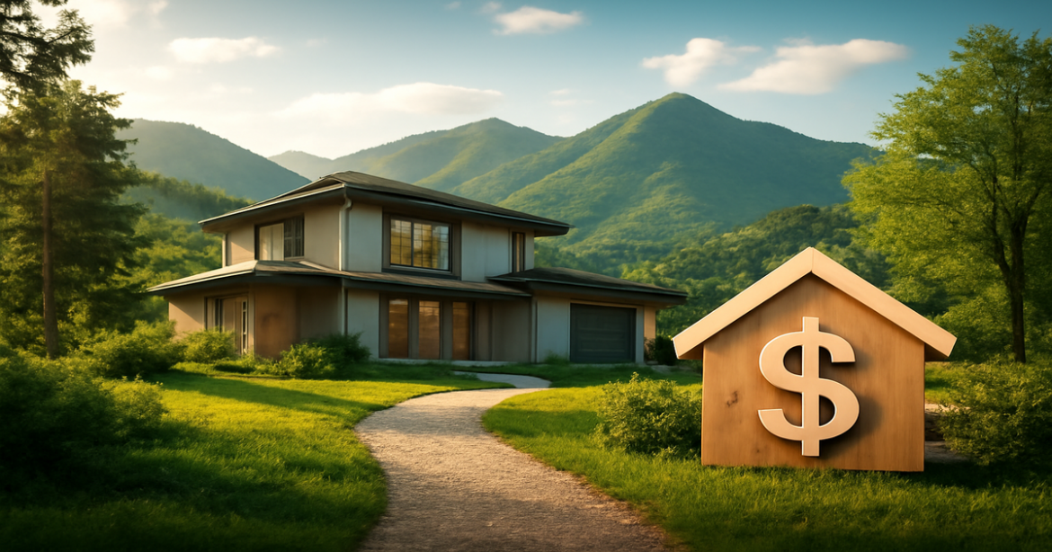 A peaceful mountain home symbolizing mortgage advice and financial stability in 2026.