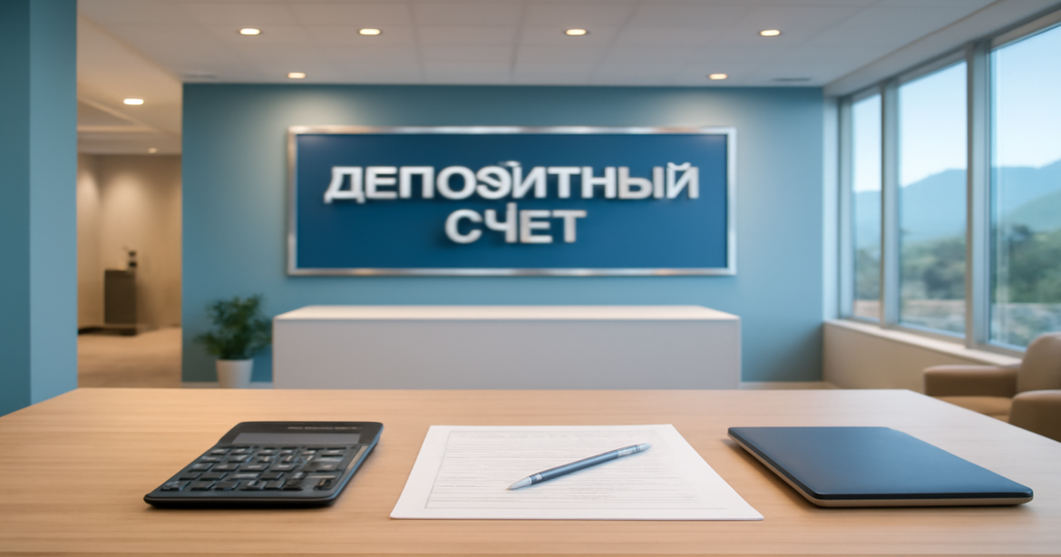 Professional image of a bank interior highlighting a депозитный счет, symbolizing financial security.