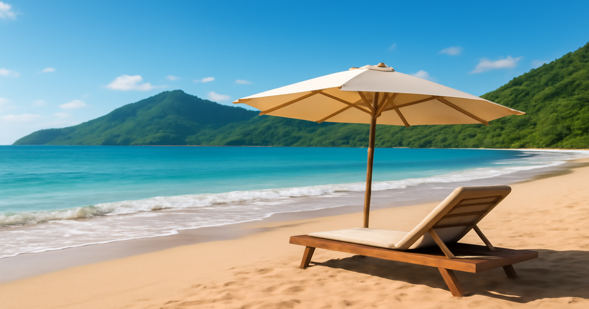 A beautiful beach scene illustrating эффективное планирование сбережений for financial security.