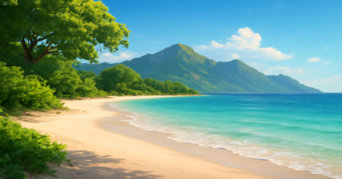 A beautiful beach landscape representing финансовая грамотность and the journey to financial success.